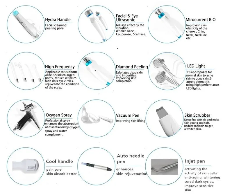 12 in 1 Multi-Function Hydra Faci Machine for Hydra Faci Magic Hydra Oxygen Facial SPA System Hydro Beauty Equipment