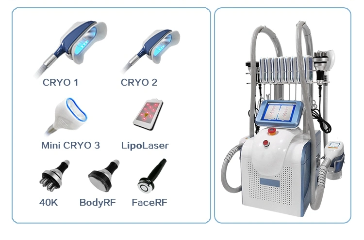 Multifunctional Beauty Equipment Cryolipolysis Fat Loss Machine with Cavitation Radio Frequency Lipolaser