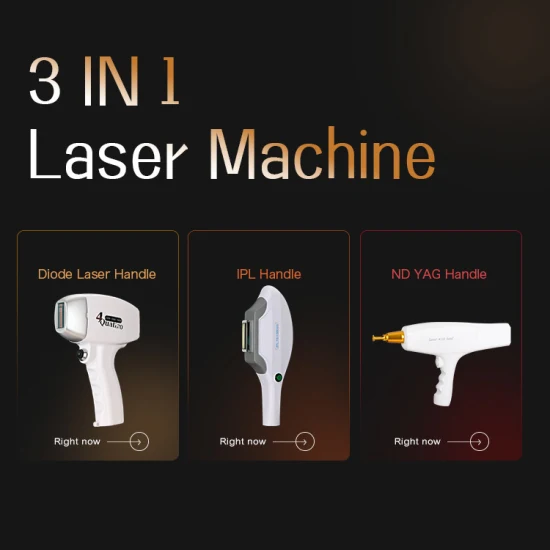 Multifunktions-Laser-Schönheitsausrüstung 755 808 1064 Diodenlaser-Haarentfernungsmaschine + IPL-Licht + ND YAG-Laser + RF-Salon-Salon-Maschine Mehrere Salons